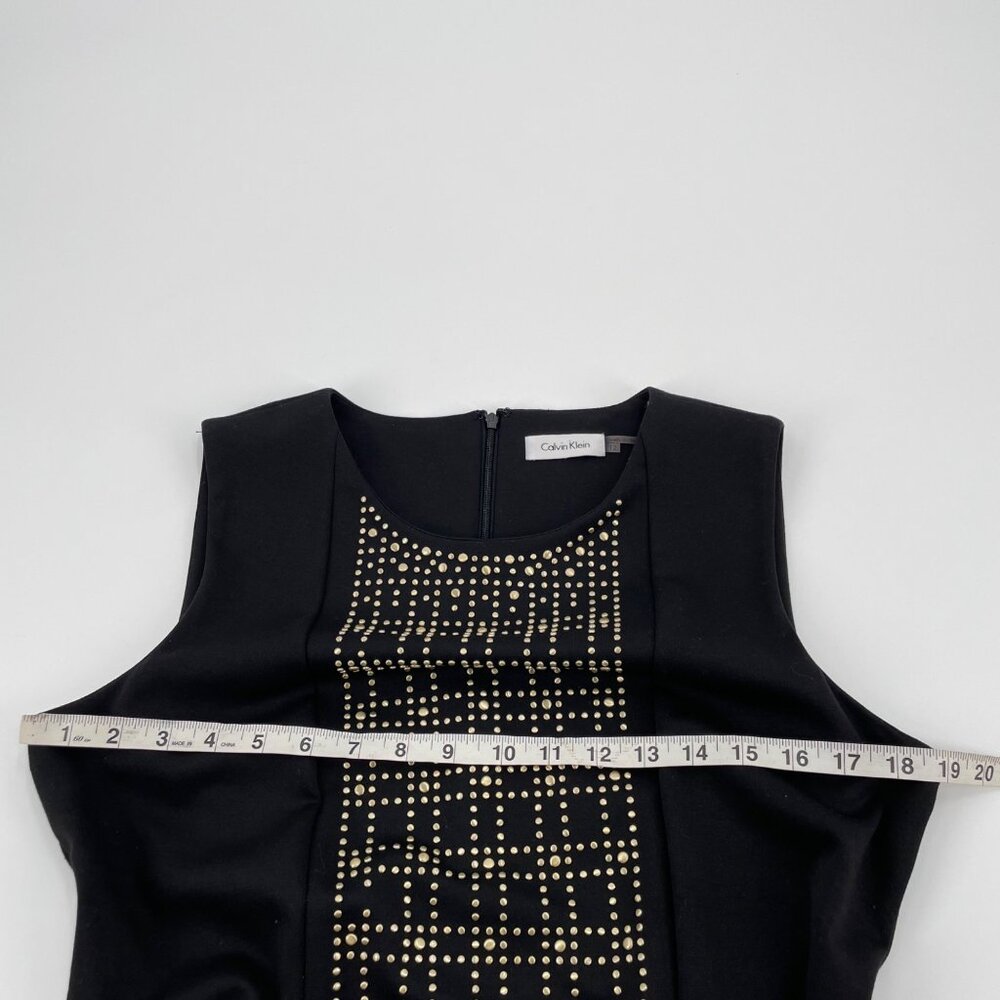Calvin Klein Black Gold Studded Sleeveless Career Dress Womens Size 12 Modern - Picture 6 of 8